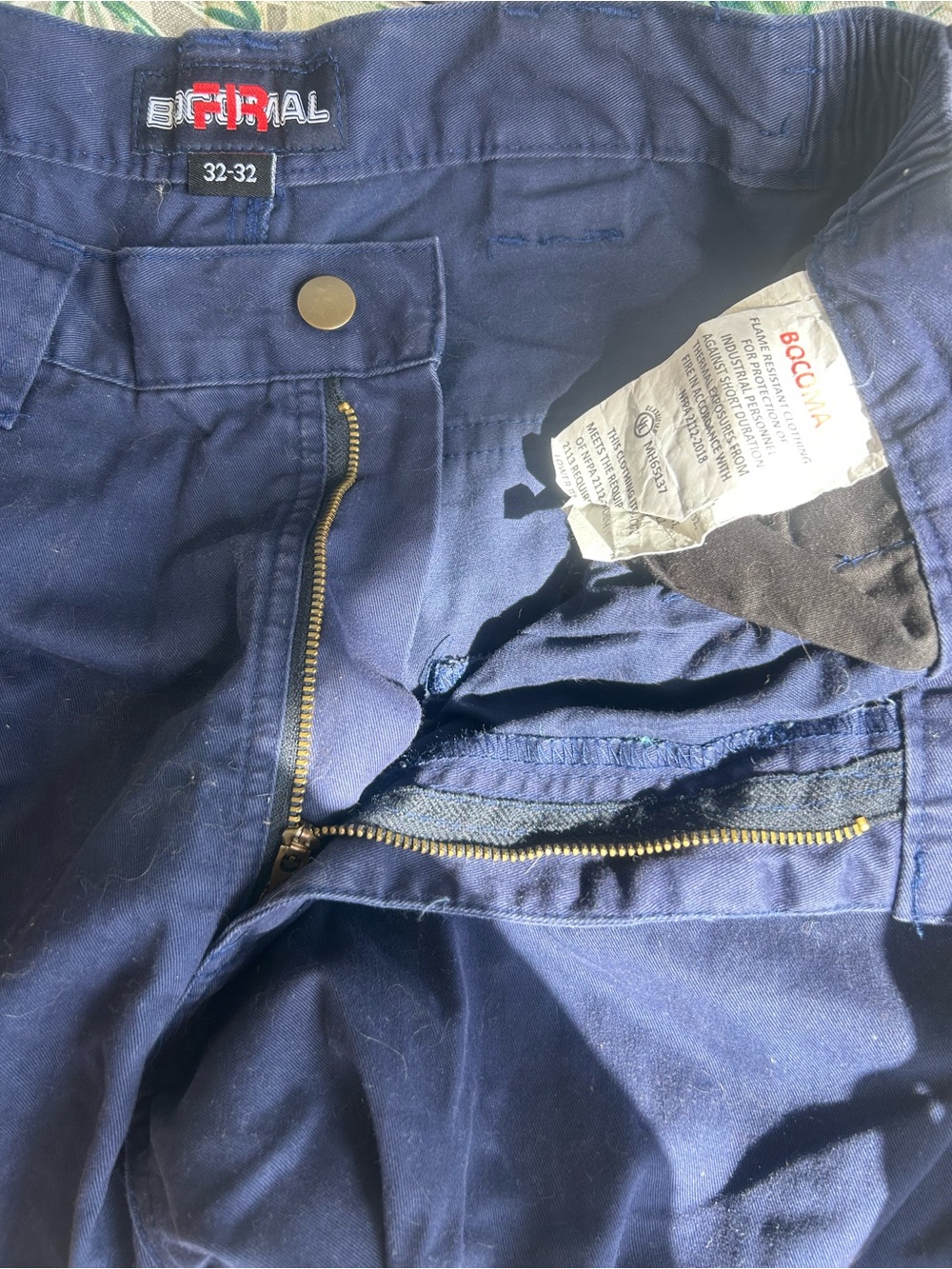 BOCOMAL Men's FR Work Pants 32x32 Navy Blue Flame Resistant NFPA 2112 CAT 2